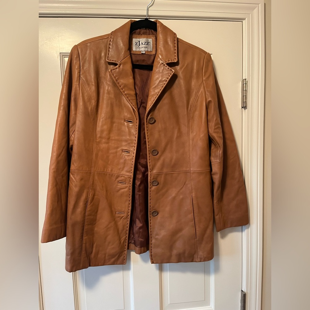 Vintage Camel Brown Leather Jacket Blazer
